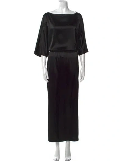 Pre-owned St John Bateau Neckline Long Dress In Black