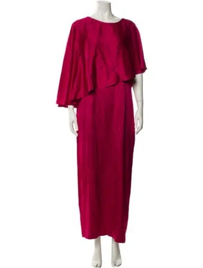 Pre-owned St John Bateau Neckline Long Dress In Multi