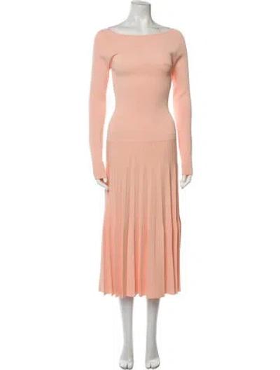 Pre-owned St John Bateau Neckline Long Dress In Orange