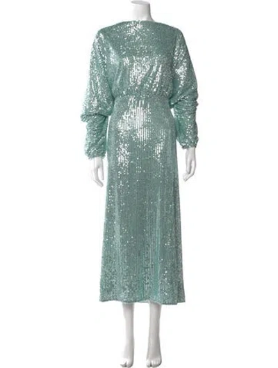 Pre-owned St John Bateau Neckline Long Dress W/ Tags In Green
