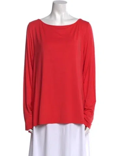 Pre-owned St John Bateau Neckline Long Sleeve Blouse In Pink