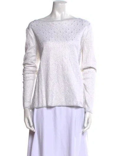 Pre-owned St John Bateau Neckline Long Sleeve Sweatshirt In White