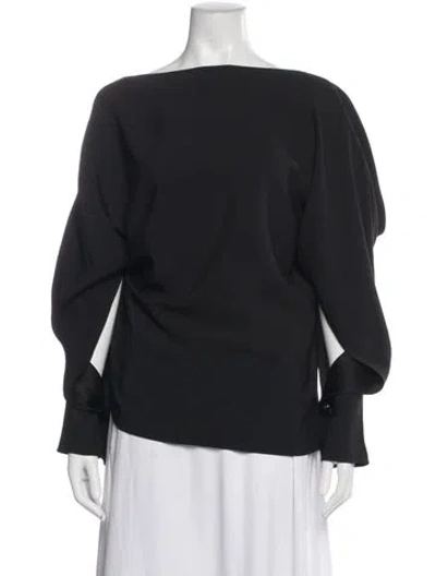 Pre-owned St John Bateau Neckline Long Sleeve Top In Gray