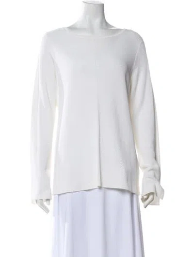 Pre-owned St John Bateau Neckline Long Sleeve Top In Neutral