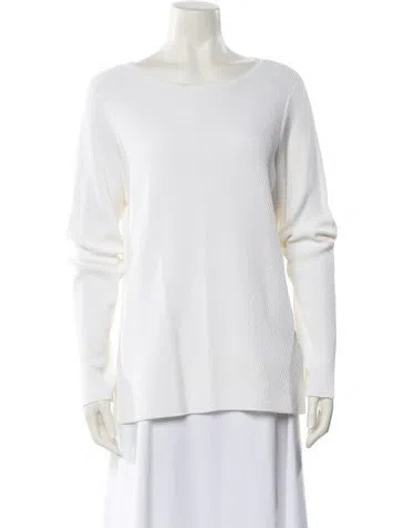 Pre-owned St John Bateau Neckline Long Sleeve Top In Neutral