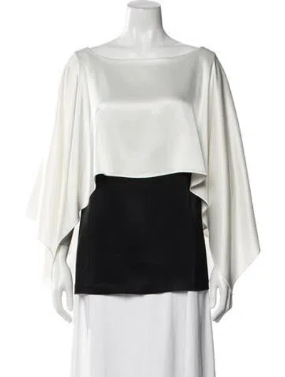 Pre-owned St John Bateau Neckline Long Sleeve Top In Neutral
