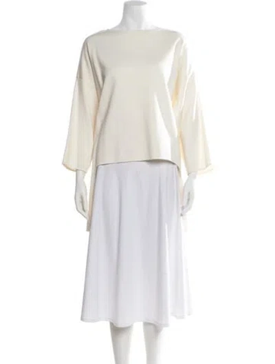 Pre-owned St John Bateau Neckline Long Sleeve Top W/ Tags In Neutral