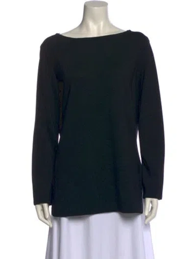Pre-owned St John Bateau Neckline Long Sleeve Tunic In Black