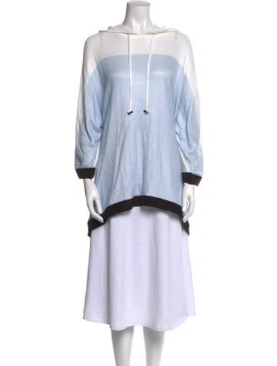 Pre-owned St John Bateau Neckline Long Sleeve Tunic In Blue