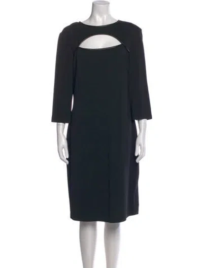 Pre-owned St John Bateau Neckline Midi Length Dress In Black