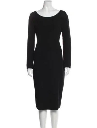 Pre-owned St John Bateau Neckline Midi Length Dress In Blue