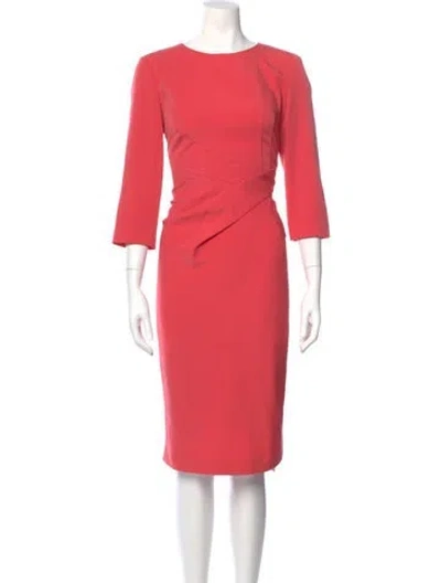 Pre-owned St John Bateau Neckline Midi Length Dress In Pink