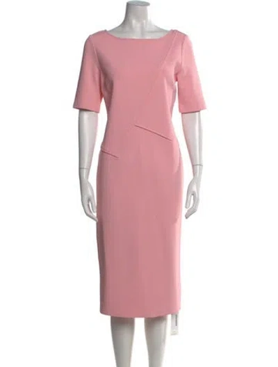 Pre-owned St John Bateau Neckline Midi Length Dress In Pink