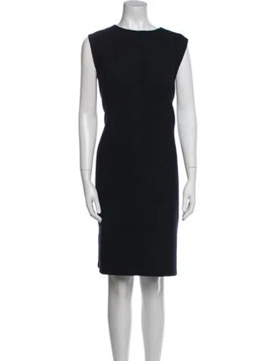 Pre-owned St John Bateau Neckline Midi Length Dress W/ Tags In Blue