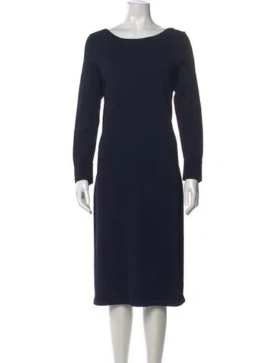 Pre-owned St John Bateau Neckline Midi Length Dress W/ Tags In Blue