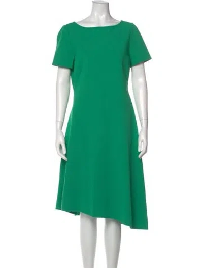 Pre-owned St John Bateau Neckline Midi Length Dress W/ Tags In Green
