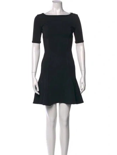 Pre-owned St John Bateau Neckline Mini Dress In Black