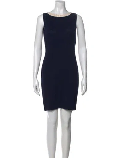 Pre-owned St John Bateau Neckline Mini Dress In Black
