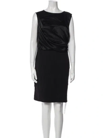 Pre-owned St John Bateau Neckline Mini Dress In Black