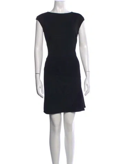 Pre-owned St John Bateau Neckline Mini Dress In Black