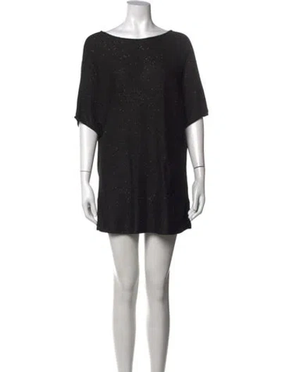 Pre-owned St John Bateau Neckline Mini Dress In Black