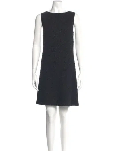 Pre-owned St John Bateau Neckline Mini Dress In Blue