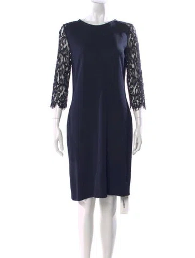 Pre-owned St John Bateau Neckline Mini Dress In Blue
