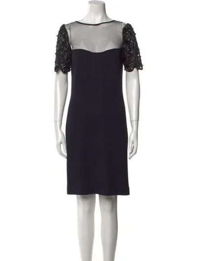 Pre-owned St John Bateau Neckline Mini Dress In Blue