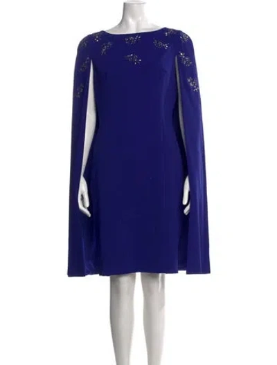 Pre-owned St John Bateau Neckline Mini Dress In Blue