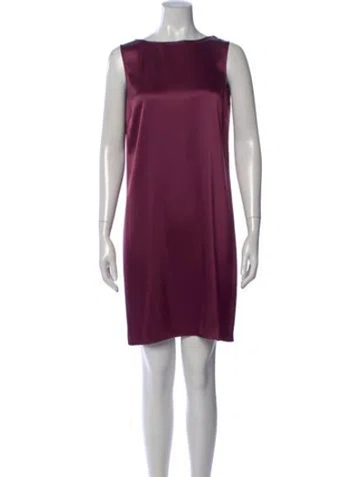 Pre-owned St John Bateau Neckline Mini Dress In Burgundy