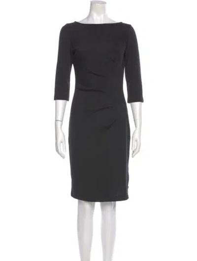 Pre-owned St John Bateau Neckline Mini Dress In Gray