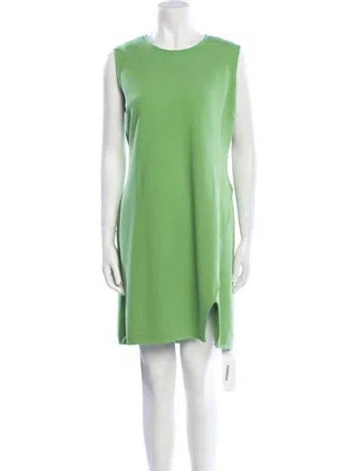 Pre-owned St John Bateau Neckline Mini Dress In Green