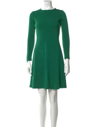 Pre-owned St John Bateau Neckline Mini Dress In Green