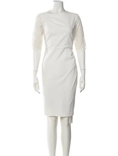 Pre-owned St John Bateau Neckline Mini Dress In Neutral