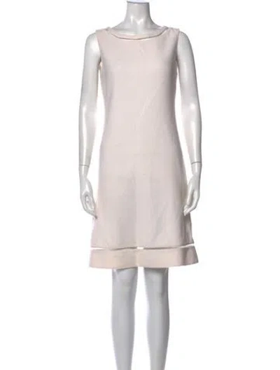 Pre-owned St John Bateau Neckline Mini Dress In Neutral