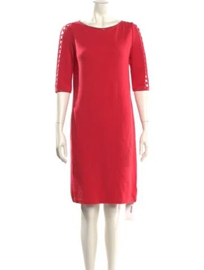 Pre-owned St John Bateau Neckline Mini Dress In Pink