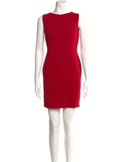 Pre-owned St John Bateau Neckline Mini Dress In Red