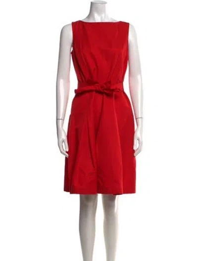 Pre-owned St John Bateau Neckline Mini Dress In Red