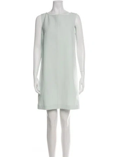 Pre-owned St John Bateau Neckline Mini Dress W/ Tags In Green