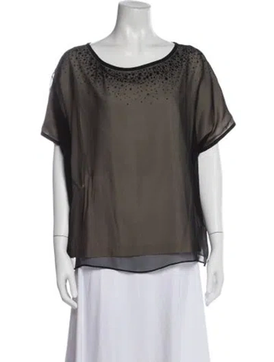Pre-owned St John Bateau Neckline Short Sleeve Blouse