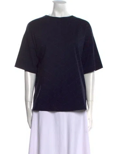 Pre-owned St John Bateau Neckline Short Sleeve Sweatshirt In Blue