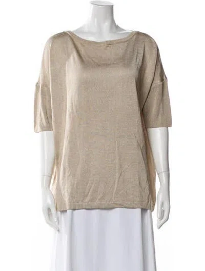 Pre-owned St John Bateau Neckline Short Sleeve Top