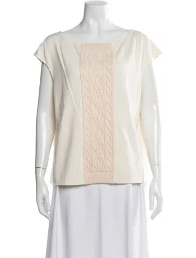 Pre-owned St John Bateau Neckline Short Sleeve Top In Neutral