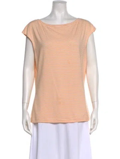 Pre-owned St John Bateau Neckline Short Sleeve Top In Orange