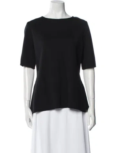 Pre-owned St John Bateau Neckline Short Sleeve T-shirt In Black