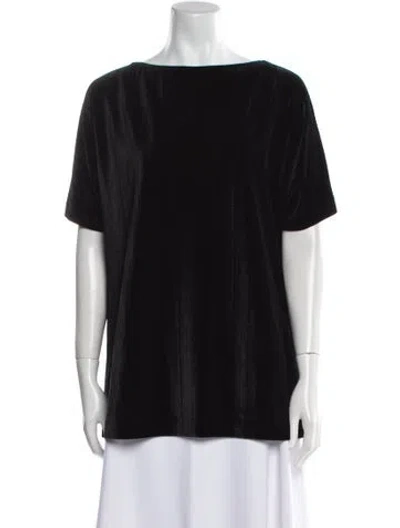 Pre-owned St John Bateau Neckline Short Sleeve T-shirt In Black