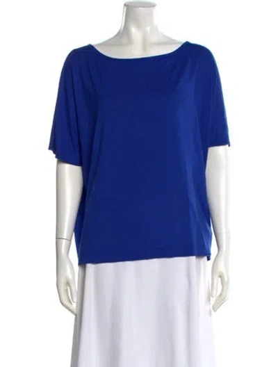 Pre-owned St John Bateau Neckline Short Sleeve T-shirt In Blue