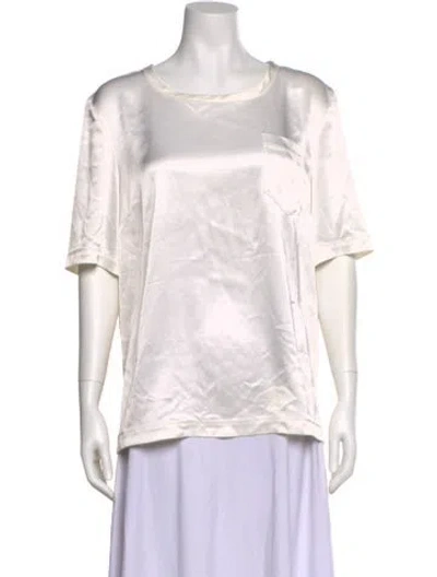 Pre-owned St John Bateau Neckline Short Sleeve T-shirt In Neutral