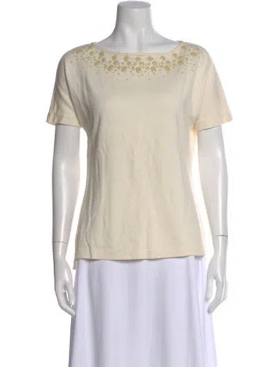 Pre-owned St John Bateau Neckline Short Sleeve T-shirt In Neutral