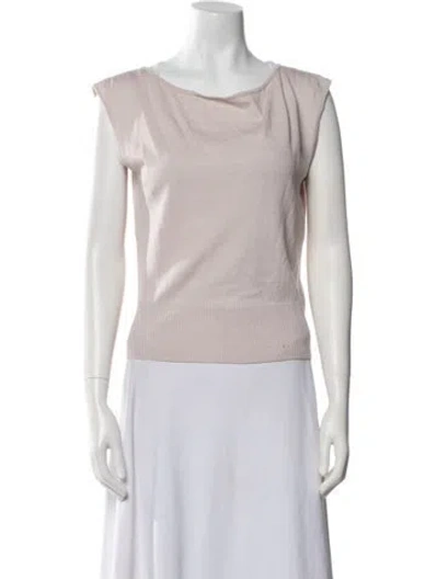 Pre-owned St John Bateau Neckline Sleeveless Top In Neutral